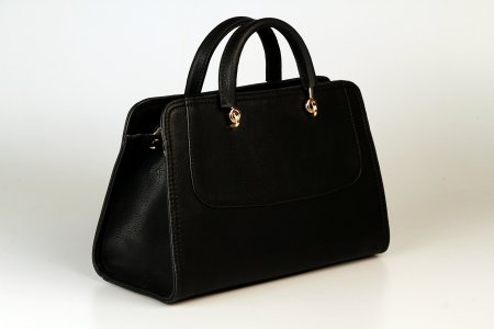 Women black leather handbag